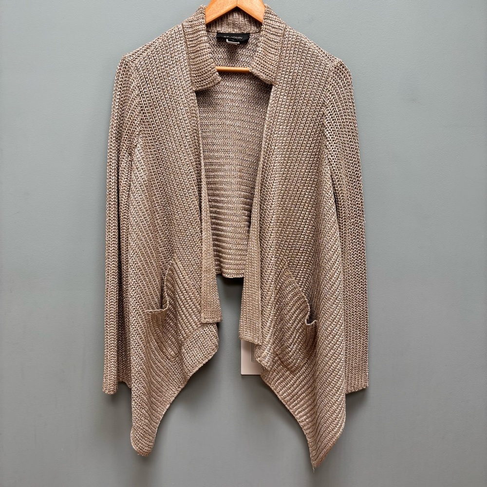 St. John Metallic Open Front Cardigan S